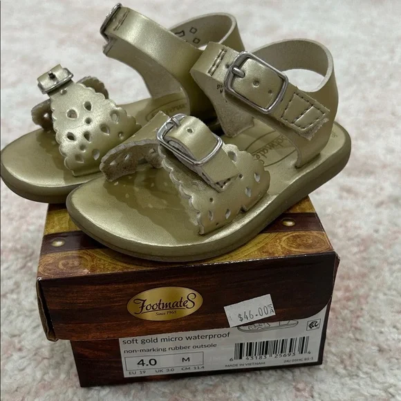 Gold Footmates Sandals with Buckle Straps - Picture 3 of 5